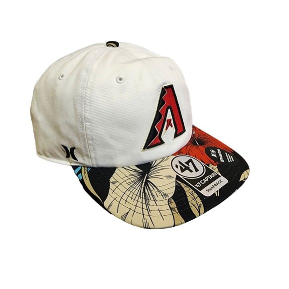 Men's Hurley x '47 White Arizona Diamondbacks Paradise Captain Snapback Hat - Picture 1 of 7